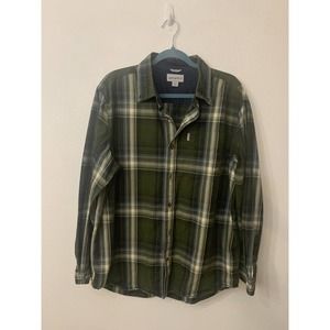 Carhartt forrest green plaid long sleeve men’s. Cotton. Large